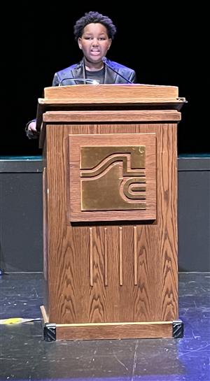 KB at Podium